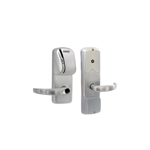 KIT - Mag-Stripe (Swipe Card) Stand Alone Office Cylindrical Lock, Sparta Lever, Key in Lever, 6-Pin C Keyway (0-Bitted Brushed Chrome Cylinder 626), Satin Chrome 626