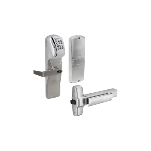 KIT - Mag-Stripe (Swipe Card) and Keypad Networked Hardwired Exit Trim for Rim Exit Device, Rhodes Lever with FSIC Prep (Schlage Full Size IC Core not Included), Satin Chrome 626