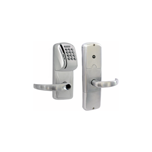 KIT - Mag-Stripe (Swipe Card) and Keypad Stand Alone Privacy Cylindrical Lock, Sparta Lever, Key in Lever, 6-Pin C Keyway (0-Bitted Brushed Chrome Cylinder 626), Satin Chrome 626