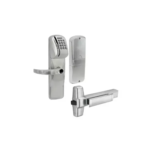 KIT - Mag-Stripe (Swipe Card) and Keypad Networked Hardwired Exit Trim for Rim Exit Device, Sparta Lever Less Cylinder (Conventional Cylinder not Included), Satin Chrome 626