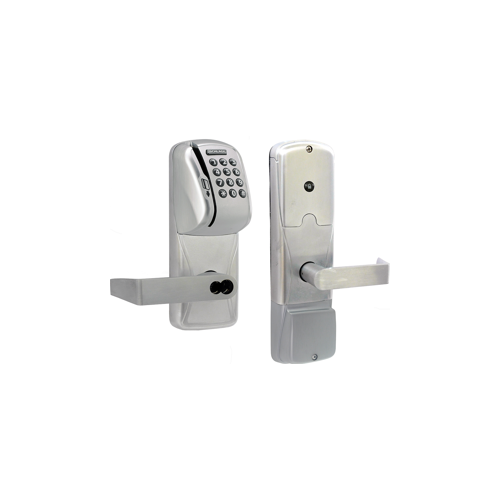 KIT - Mag-Stripe (Swipe Card) and Keypad Stand Alone Privacy Cylindrical Lock, Rhodes Lever, FSIC Prep, Schlage Large Format IC Core Included, 6-Pin C Keyway (1-Bitted Brushed Chrome Cylinder 626), Satin Chrome 626, US26D