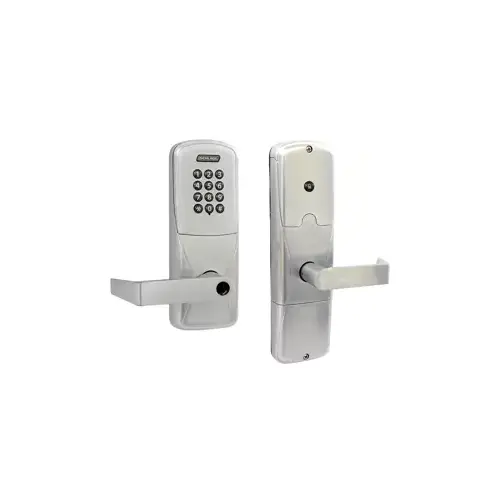 KIT - Keypad Stand Alone Privacy Mortise Lock, Rhodes Lever, Key in Lever, 6-Pin C Keyway (0-Bitted Brushed Chrome Cylinder 626), Satin Chrome 626