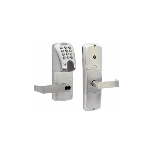 KIT - Mag-Stripe (Insert Card) and Keypad Networked Hardwired Office Cylindrical Lock, Rhodes Lever with SFIC Prep (Small Format IC Core not Included), Satin Chrome 626