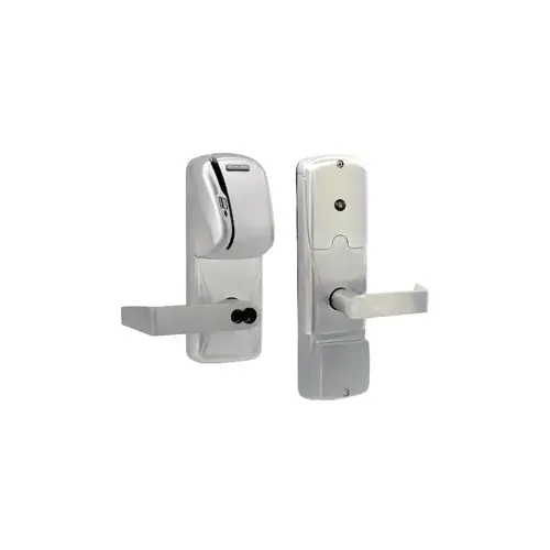 KIT - Mag-Stripe (Swipe Card) Stand Alone Office Mortise Lock, Rhodes Lever, FSIC Prep, Schlage Large Format IC Core Included, 6-Pin C Keyway (1-Bitted Brushed Chrome Cylinder 626), Satin Chrome 626, US26D