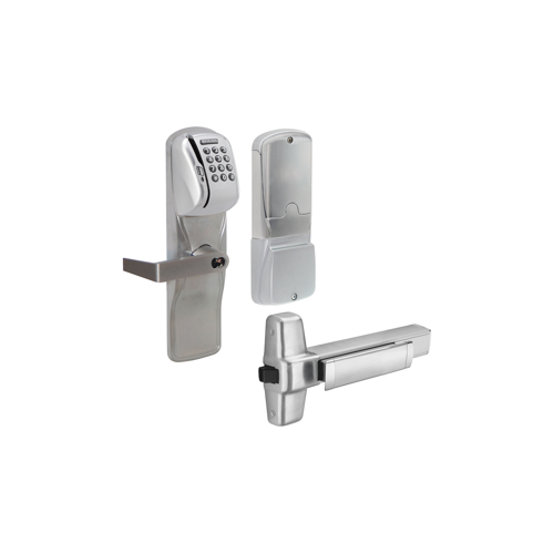 KIT - Mag-Stripe (Swipe Card) and Keypad Stand Alone Exit Trim for Rim Exit Device, Rhodes Lever with SFIC Prep (Small Format IC Core not Included), Satin Chrome 626