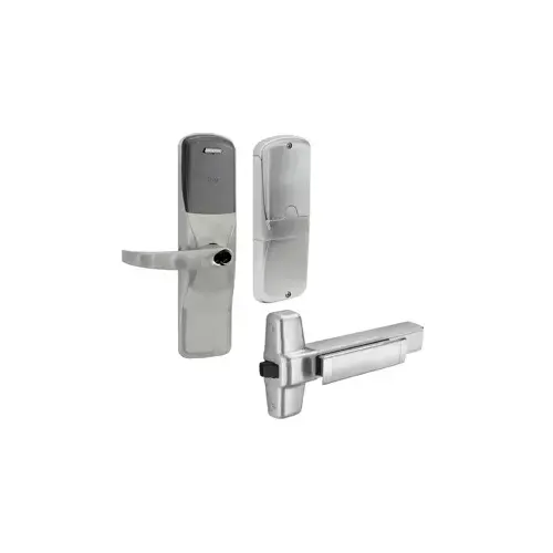 KIT - Multi-Technology Networked Hardwired Exit Trim for Rim Exit Device, Sparta Lever, FSIC Prep, Schlage Large Format IC Core Included, 6-Pin C Keyway (1-Bitted Brushed Chrome Cylinder 626), Satin Chrome 626, US26D