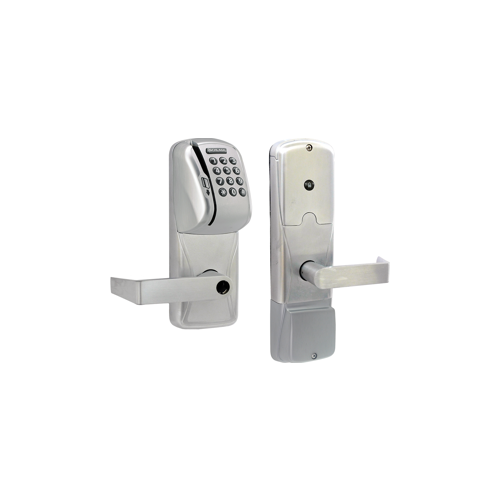 KIT - Mag-Stripe (Swipe Card) and Keypad Stand Alone Office Mortise Lock, Rhodes Lever, Key in Lever, 6-Pin C Keyway (0-Bitted Brushed Chrome Cylinder 626), Satin Chrome 626