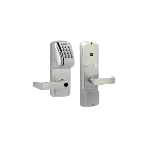 KIT - Mag-Stripe (Swipe Card) and Keypad Stand Alone Privacy Mortise Lock, Rhodes Lever, Key in Lever, 6-Pin C Keyway (0-Bitted Brushed Chrome Cylinder 626), Satin Chrome 626