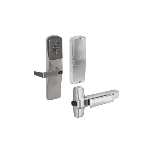 KIT - Multi-Technology and Keypad Networked Hardwired Exit Trim for Rim Exit Device, Rhodes Lever with SFIC Prep (Small Format IC Core not Included), Satin Chrome 626