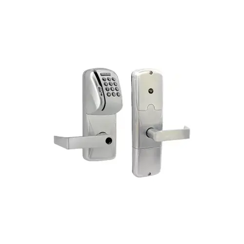 KIT - Mag-Stripe (Swipe Card) and Keypad Networked Hardwired Office Mortise Lock, Rhodes Lever Less Cylinder (Conventional Cylinder not Included), Satin Chrome 626