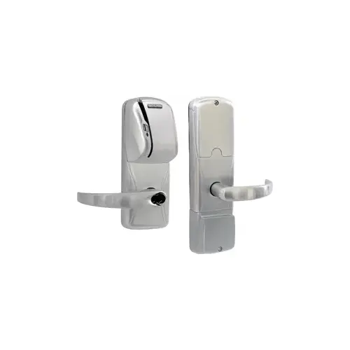 KIT - Mag-Stripe (Swipe Card) Stand Alone Office/Classroom Mortise Lock, Sparta Lever, FSIC Prep, Schlage Large Format IC Core Included, 6-Pin C Keyway (1-Bitted Brushed Chrome Cylinder 626), Satin Chrome 626, US26D