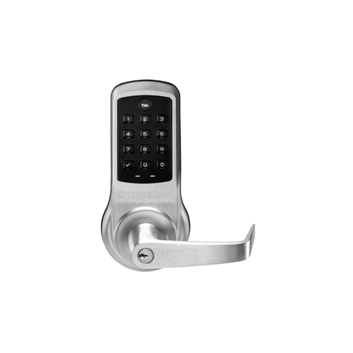 Yale Security Inc AU-NTB612-NR-2803-626 NexTouch Pushbutton Keypad Bored Lock, Augusta Lever, No Radio - Standalone, Schlage C Keyway, Grade 1, Weather Resistant, Satin Chrome 626/US26D
