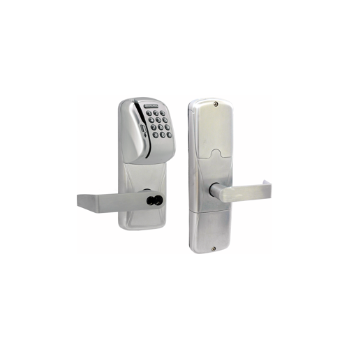 KIT - Mag-Stripe (Swipe Card) and Keypad Networked Hardwired Office/Classroom Mortise Lock, Rhodes Lever, FSIC Prep, Schlage Large Format IC Core Included, 6-Pin C Keyway (1-Bitted Brushed Chrome Cylinder 626), Satin Chrome 626, US26D