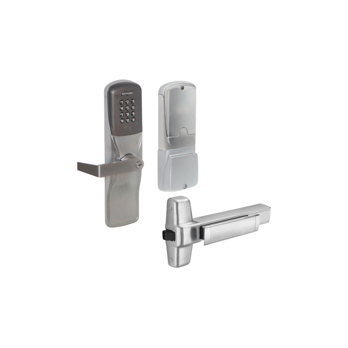 KIT - Multi-Technology and Keypad Stand Alone Exit Trim for Rim Exit Device, Rhodes Lever, Key in Lever, 6-Pin C Keyway (0-Bitted Brushed Chrome Cylinder 626), Satin Chrome 626