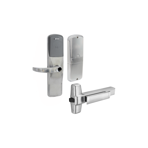 KIT - Multi-Technology Networked Hardwired Exit Trim for Rim Exit Device, Sparta Lever Less Cylinder (Conventional Cylinder not Included), Satin Chrome 626