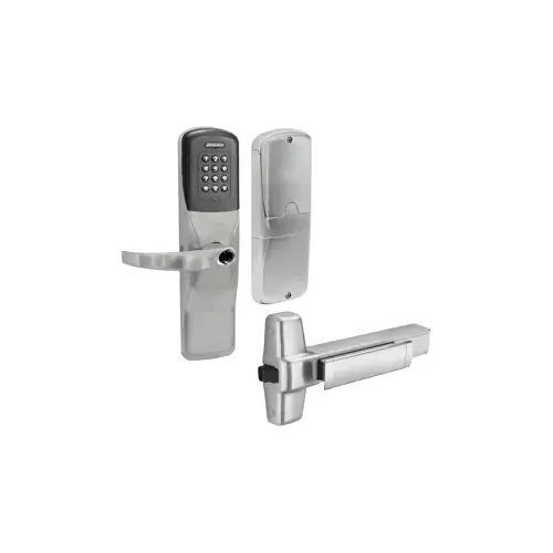 KIT - Multi-Technology and Keypad Networked Hardwired Exit Trim for Rim Exit Device, Sparta Lever with SFIC Prep (Small Format IC Core not Included), Satin Chrome 626