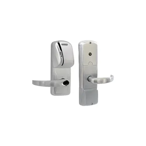 KIT - Mag-Stripe (Swipe Card) Stand Alone Office Cylindrical Lock, Sparta Lever, FSIC Prep, Schlage Large Format IC Core Included, 6-Pin C Keyway (1-Bitted Brushed Chrome Cylinder 626), Satin Chrome 626, US26D