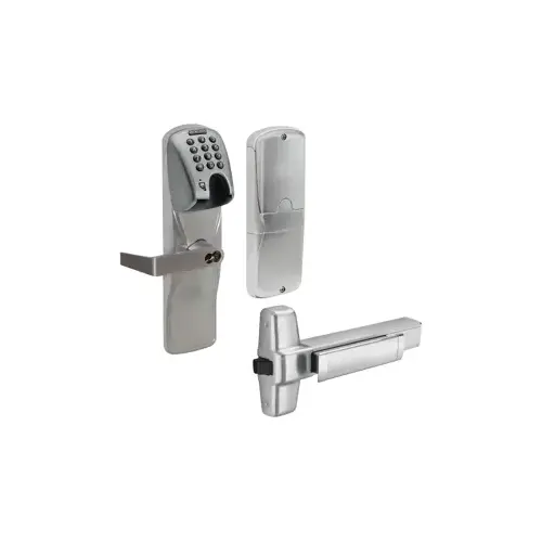 KIT - Mag-Stripe (Insert Card) and Keypad Networked Hardwired Exit Trim for Rim Exit Device, Rhodes Lever with FSIC Prep (Schlage Full Size IC Core not Included), Satin Chrome 626