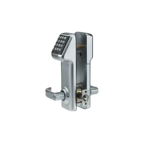 SFIC Prep, i-Qwik Lite Keypad Entry Cylindrical Lockset, Crescent Lever, 160 Users, Small Format IC, Less Core, , 2-3/4" Backset, ANSI Strike, Satin Chrome US26D/626