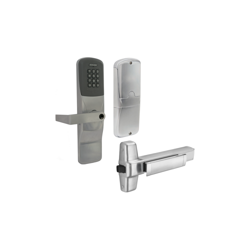 Schlage Electronics CO200-993R70PRK-RHO626 LD Standalone Proximity and Keypad Exit Trim for Rim/Concealed Vertical Rod/Concealed Vertical Cable Exit Devices, Computer or Manually Programmed, Users Rights Stored on Lock, Rhodes Lever Less Cylinder (Conventional Cylinder not Included), Satin Chrome 626