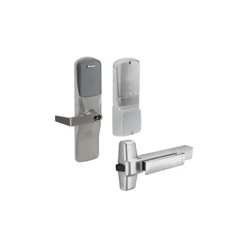 KIT - Multi-Technology Stand Alone Exit Trim for Rim Exit Device, Rhodes Lever, FSIC Prep, Schlage Large Format IC Core Included, 6-Pin C Keyway (1-Bitted Brushed Chrome Cylinder 626), Satin Chrome 626, US26D