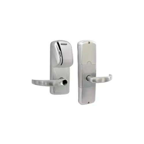 KIT - Mag-Stripe (Swipe Card) Networked Hardwired Office/Classroom Cylindrical Lock, Sparta Lever, Key in Lever, 6-Pin C Keyway (0-Bitted Brushed Chrome Cylinder 626), Satin Chrome 626