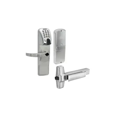 KIT - Mag-Stripe (Insert Card) and Keypad Networked Hardwired Exit Trim for Rim Exit Device, Sparta Lever with FSIC Prep (Schlage Full Size IC Core not Included), Satin Chrome 626