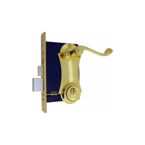 Marks Hardware 9215AC/3RHR-W Entrance Mortise Lockset, Double Cylinder, with Lever on Plate Trim, 2-1/2" Backset, Marks A Keyway, Front 1" x 7-1/8", Deadbolt and Latch, Bright Brass US3/605 Satin Nickel