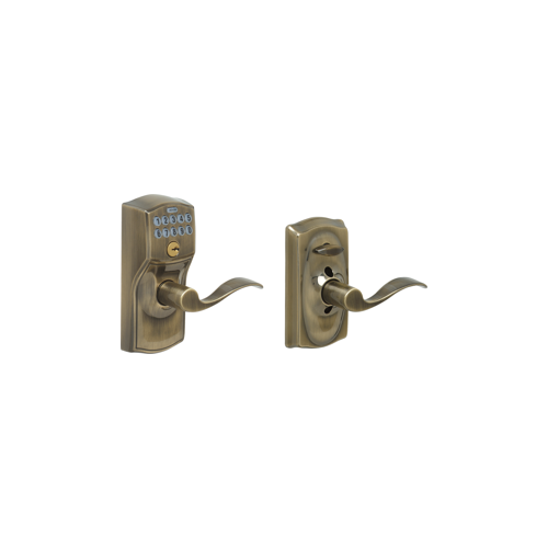 Keypad Entry Flex Lock Camelot/Accent, Triple Option Adjustable Backset, Antique Brass 609