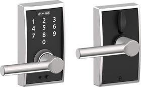 Schlage Lock Company FE695CENBRW625 16-211 Touchscreen Keypad Lever Century/Broadway, Triple Option Adjustable Backset, Bright Chrome 625