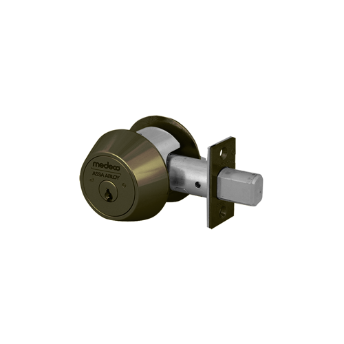 Medeco Security Locks 11C60L-T-24-DJN M3 Commercial, Single Cylinder Deadbolt, DJ Keyway, 6 Pin, Less Bolt, Sub-Assembled, Less Slider, Dark Bronze/Clear Coat 24