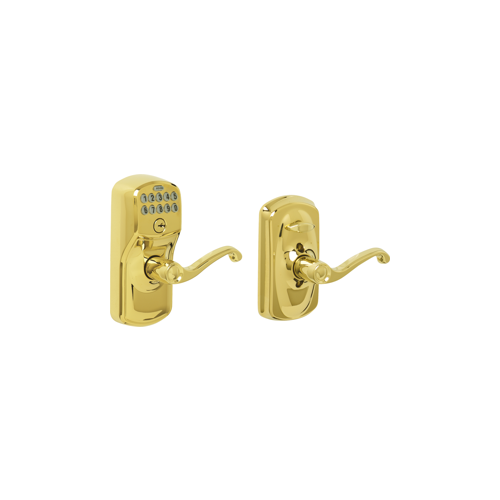 Keypad Entry Flex Lock Plymouth/Flair, Triple Option Adjustable Backset, Lifetime Bright Brass 505