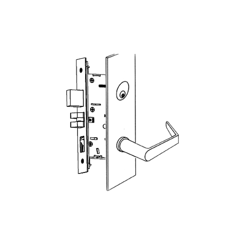 KIT - Apartment Mortise Lock with American Lever on Capitol Plate Trim, 2-3/4" Backset, Deadbolt and Latch, Front 1-1/4 x 8", Grade 1, Stainless Steel US32D/630