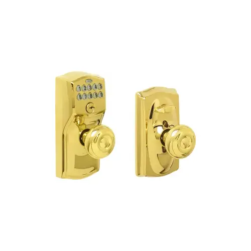 Keypad Entry Flex Lock Camelot/Georgian, Triple Option Adjustable Backset, Lifetime Bright Brass 505