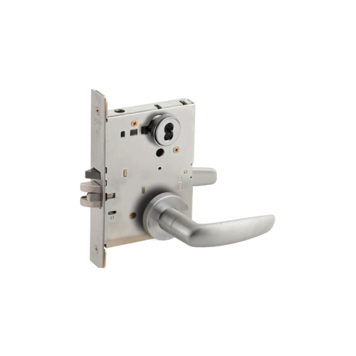 KIT - 07A Entry/Office Mortise Lock, Small Format IC (SFIC), Less Core, 626/US26D Satin Chrome