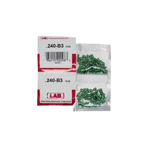 LAB SECURITY 240B .240 Bottom Pin, Color-Coded, Brass Alloy, .115 Diameter, Crown .003 Universal, Smart Pack 150 Pins