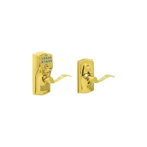 Keypad Entry Flex Lock Camelot/Accent, Triple Option Adjustable Backset, Lifetime Bright Brass 505