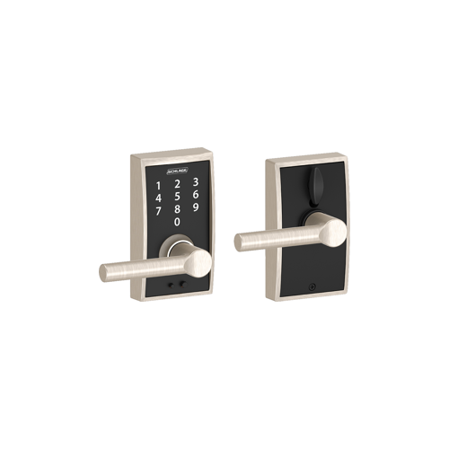 Touchscreen Keypad Lever Century/Broadway, Triple Option Adjustable Backset, Satin Nickel 619