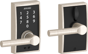 Schlage Lock Company FE695CENBRW619 16-211 Touchscreen Keypad Lever Century/Broadway, Triple Option Adjustable Backset, Satin Nickel 619