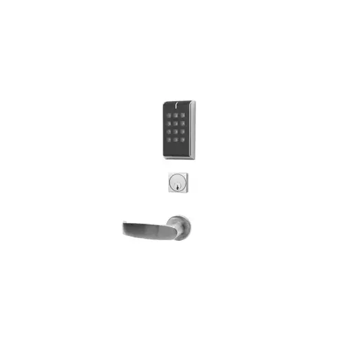 IP Enabled Reader x Electrified Mortise Lock, Fail Secure, LNL - LN Rose x L Lever, Less Cylinder, Satin Chrome 626/26D