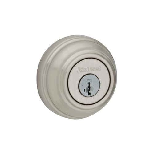 Single Cylinder Deadbolt, Radius Corner Adjustable Latch 2-3/8"-2-3/4" Backset, Grade 1, Satin Nickel US15/619