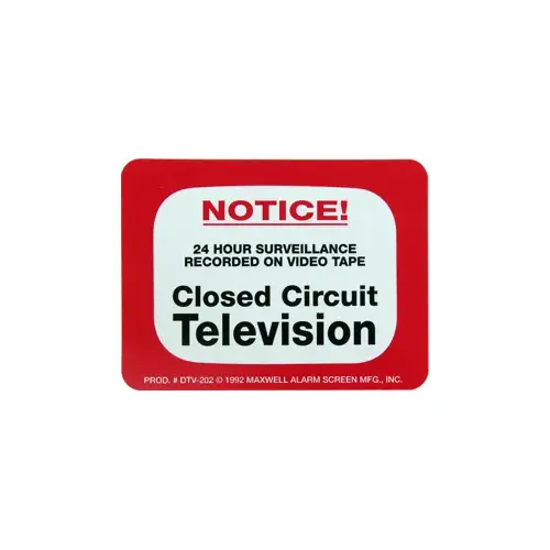 Maxwell Alarm Screen Mfg Inc DTV-202 Decal 4 x 3" Warning CCTV