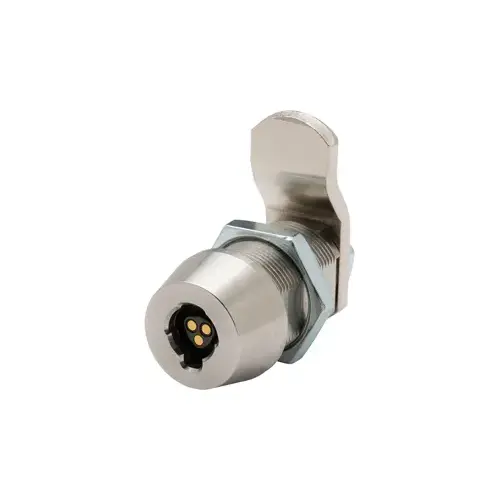 XT Electronic 1 1/8" Cam Lock Assembly, Key Retaining, 1 Keypull, Clockwise 90 Degree Turn Satin Chrome