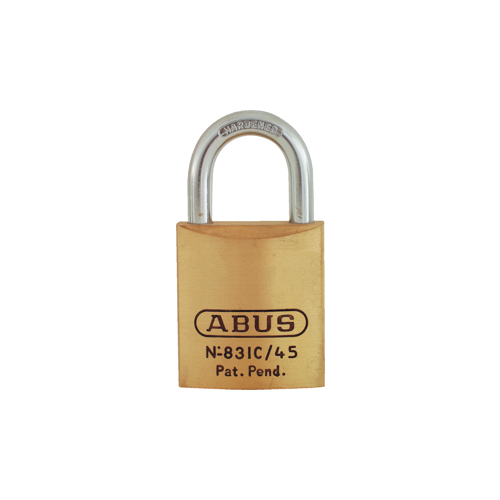 Abus Lock Company 83IC/45 Brass Padlock 1-3/4" Wide - SFIC Small Format IC Prep, Less Core, Shackle - 5/16" Diameter and 1" Vertical Clearance, Boxed