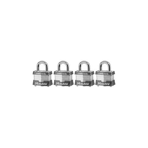 Carded Commercial 1-9/16" Padlock 4 Pack, Keyed Alike Steel