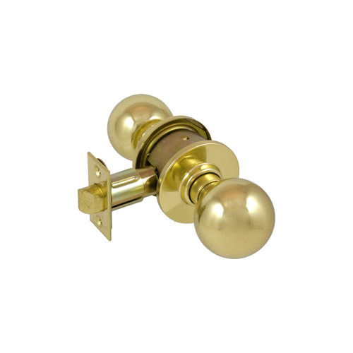 Grade 2 Passage Knob Orbit, 2-3/4" Backset (11-116), ANSI Strike (10-025), Bright Brass 605, US3