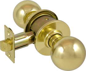 Schlage Lock Company A10SORB605-2 3/8 BS T-STRIKE Grade 2 Passage Orbit Knob, 2-3/8" Backset (11-068), T-Strike (10-001), Bright Brass 605, US3