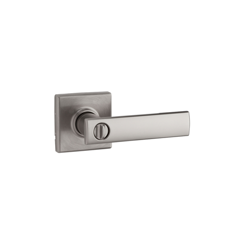 Vedani Square Privacy Lever, Square Rose, 6-Way Adjustable Latch 2-3/8"-2-3/4" Backset, Grade 2, Satin Nickel US15/619