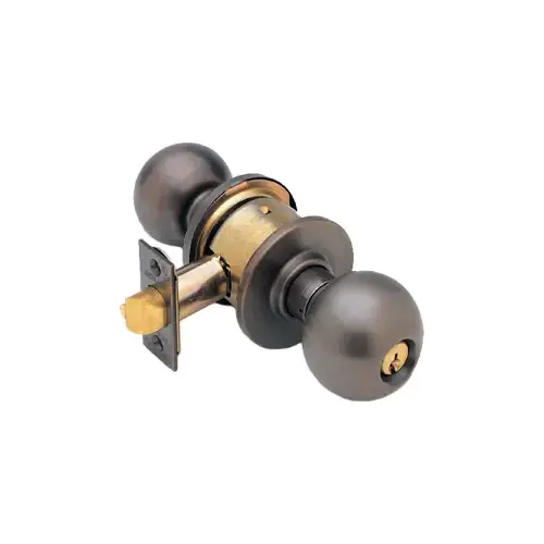 Grade 2 Storeroom Orbit Knob, 2-3/4 Backset (11-096), ANSI Strike (10-025), C Keyway, Oil Rubbed Bronze 613, US10B