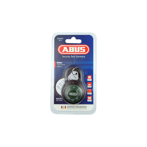 Abus Lock Company 78/50C-78814 Green 3-Dial Combination Padlock 2" Wide, Shackle - 1/4" Diameter and 13/16" Vertical Clearance, Carded